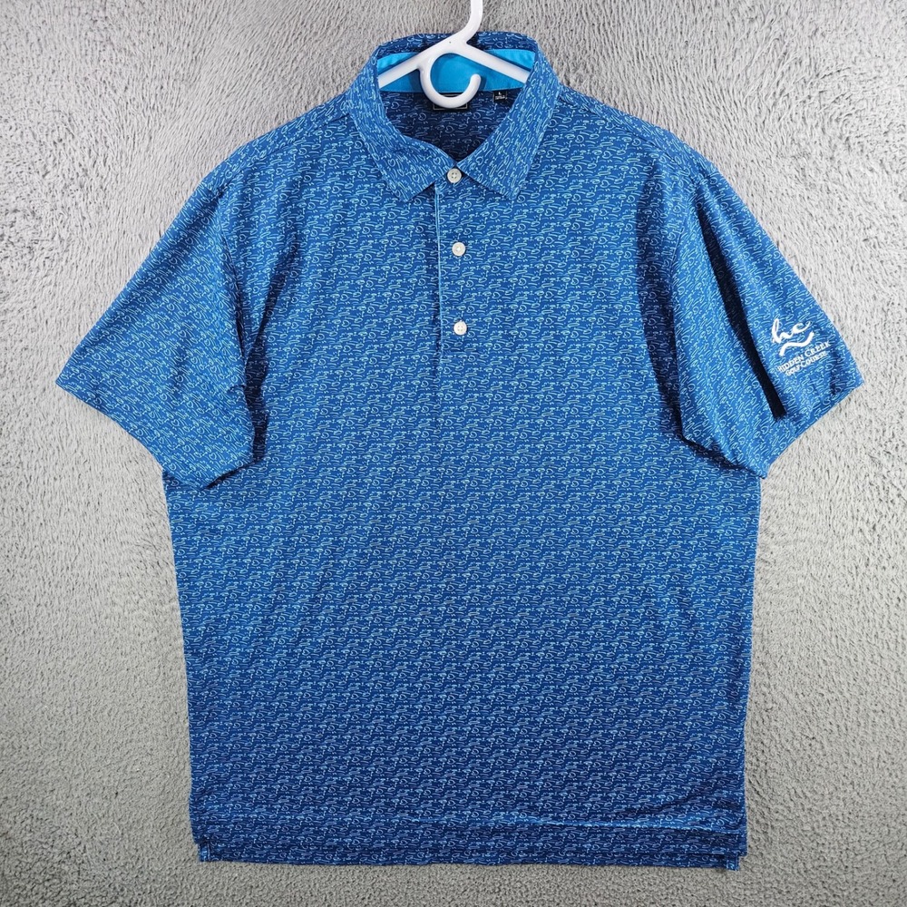 FootJoy Hidden Creek Golf Course Polo Shirt Mens Large Blue Short Sleeve Print